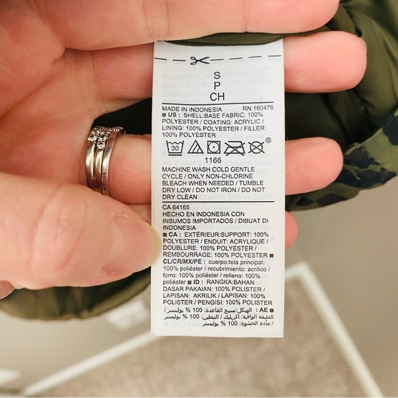 Old Navy Leopard Print Zip Up Light Puffer Jacket Green Sz Small - Picture 5 of 8